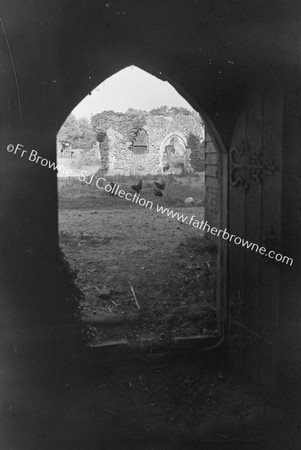 LANGLEY ABBEY REMAINS OF ABBOTS CHAPEL FROM OLD HALL NOW GRAIN STORE